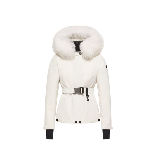 Moncler Laplance GORE-TEX Shearling-Trimmed Hooded Insulated Ski Jacket in White | Women's Ski Jackets | Coveti
