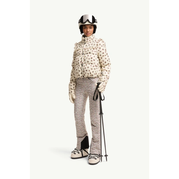 Moncler Larosiere Insulated Ski Jacket in White Ivory, view 2 | Women's Ski Jackets | Coveti