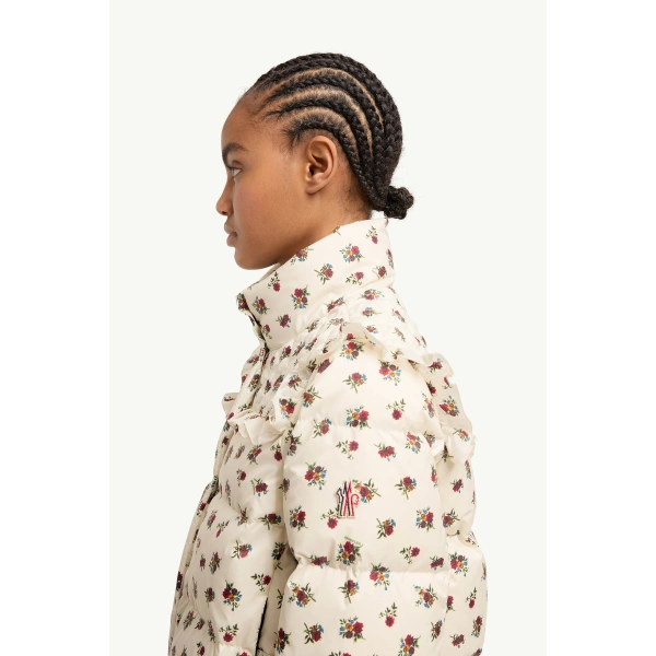 Moncler Larosiere Insulated Ski Jacket in White Ivory, view 3 | Women's Ski Jackets | Coveti