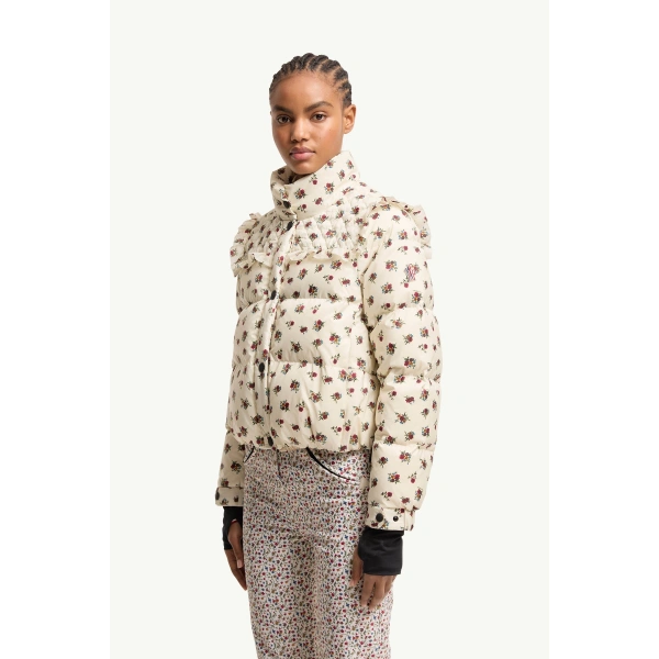 Moncler Larosiere Insulated Ski Jacket in White Ivory, view 4 | Women's Ski Jackets | Coveti