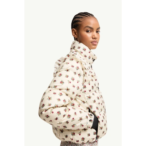 Moncler Larosiere Insulated Ski Jacket in White Ivory, view 6 | Women's Ski Jackets | Coveti
