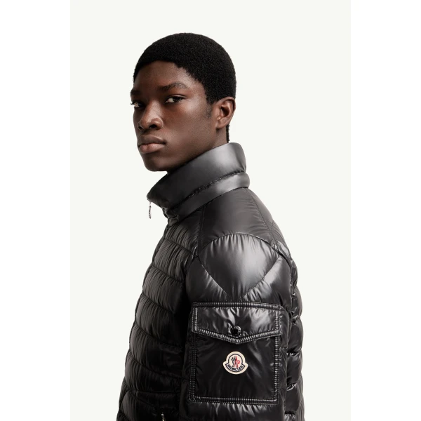 Moncler Lauros Hooded Short Down Jacket in Black, view 3 | Men's Jackets | Coveti