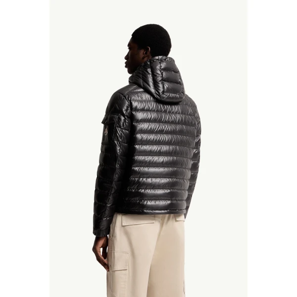 Moncler Lauros Hooded Short Down Jacket in Black, view 5 | Men's Jackets | Coveti