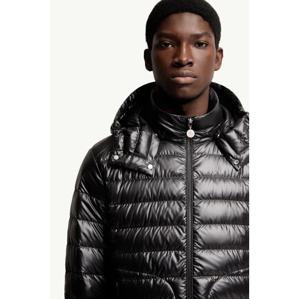 Moncler Lauros Hooded Short Down Jacket in Black, view 6 | Men's Jackets | Coveti