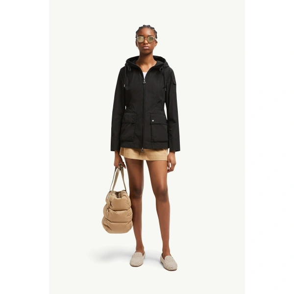 Moncler Leandro Hooded Parka Jacket in Black, view 2 | Women's Puffer and Down Coats | Coveti