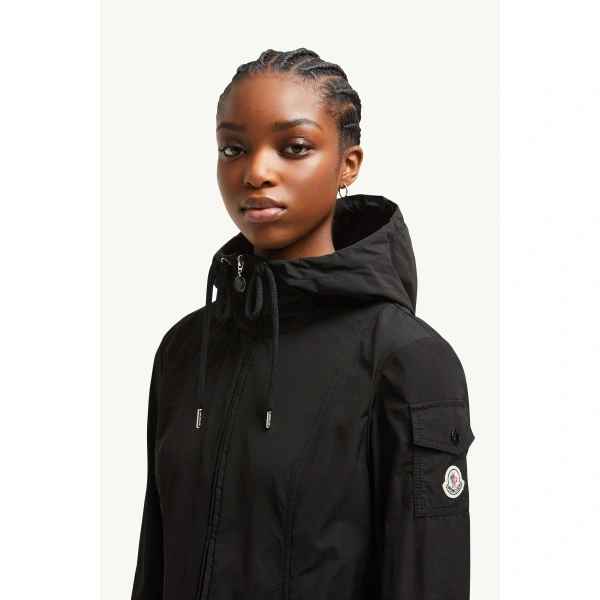 Moncler Leandro Hooded Parka Jacket in Black, view 3 | Women's Puffer and Down Coats | Coveti