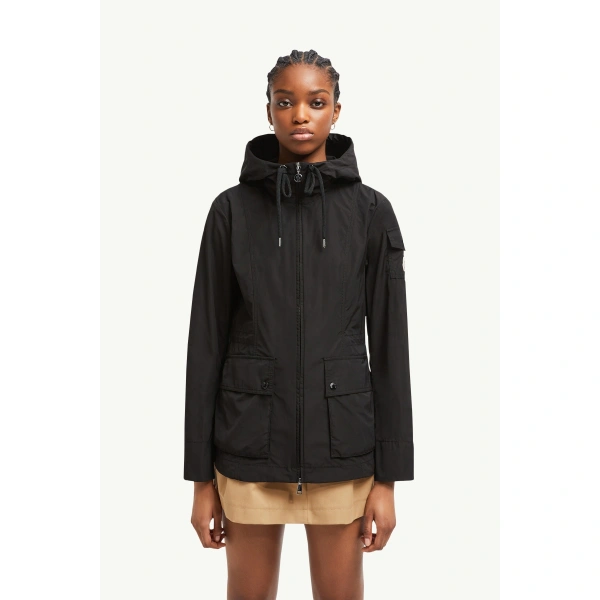 Moncler Leandro Hooded Parka Jacket in Black, view 4 | Women's Puffer and Down Coats | Coveti