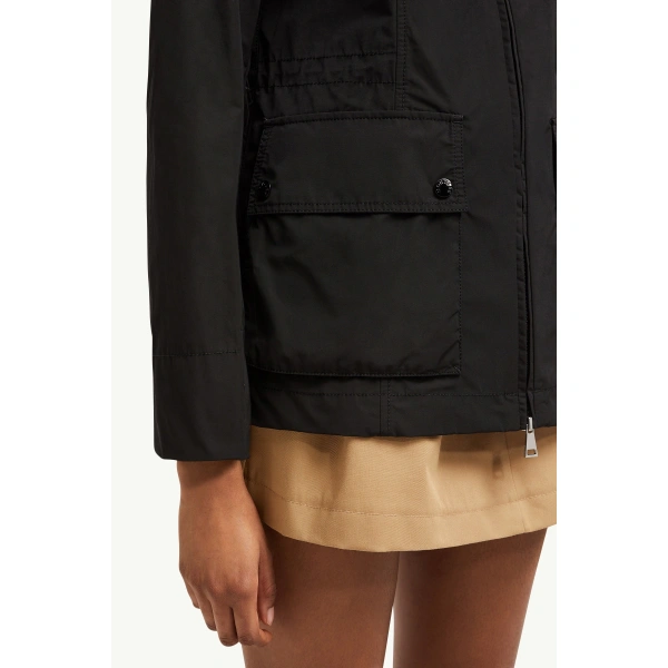 Moncler Leandro Hooded Parka Jacket in Black, view 6 | Women's Puffer and Down Coats | Coveti