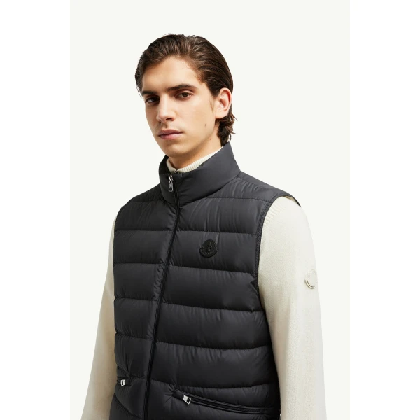 Moncler Lechtal Down Gilet in Black, view 3 | Men's Jackets | Coveti