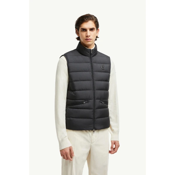Moncler Lechtal Down Gilet in Black, view 4 | Men's Jackets | Coveti