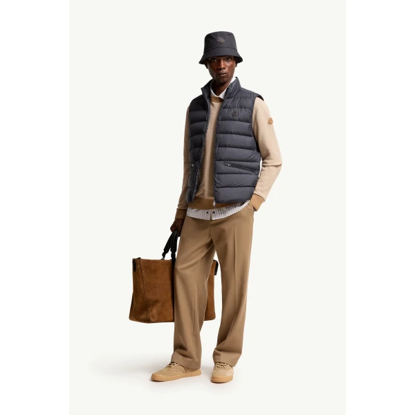 Moncler Lechtal Down Gilet in Navy Blue, view 2 | Men's Jackets | Coveti
