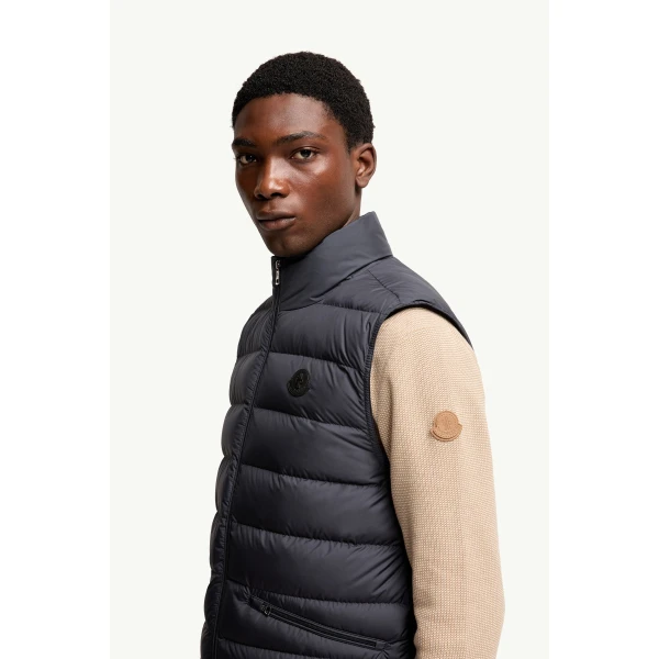 Moncler Lechtal Down Gilet in Navy Blue, view 3 | Men's Jackets | Coveti