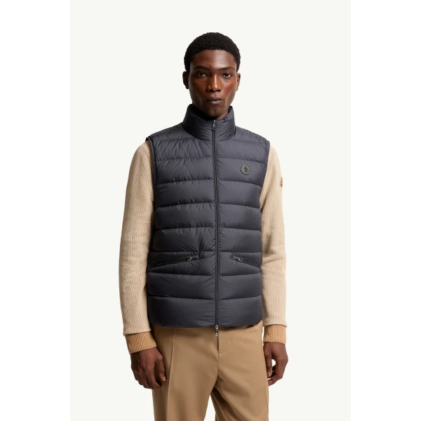 Moncler Lechtal Down Gilet in Navy Blue, view 4 | Men's Jackets | Coveti