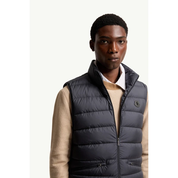 Moncler Lechtal Down Gilet in Navy Blue, view 6 | Men's Jackets | Coveti