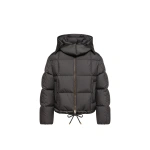 Moncler Legerete Square-Quilted Hooded Short Down Jacket in Black | Women's Puffer Jackets | Coveti