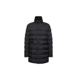 Moncler Lencoise Hooded Long Down Jacket in Dark Blue | Men's Coats | Coveti