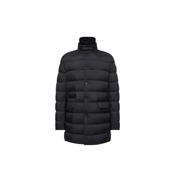 Lencoise Hooded Long Down Jacket in Dark Blue