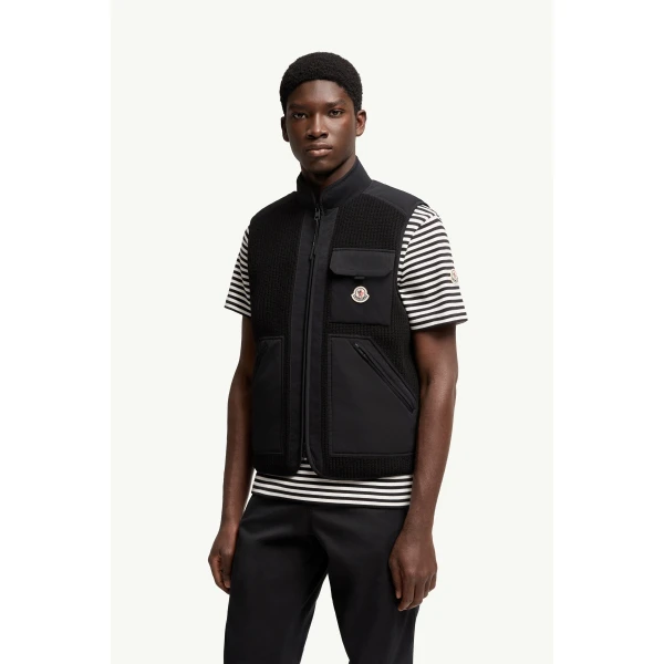 Moncler Lenevra Down Gilet in Black, view 4 | Men's Jackets | Coveti