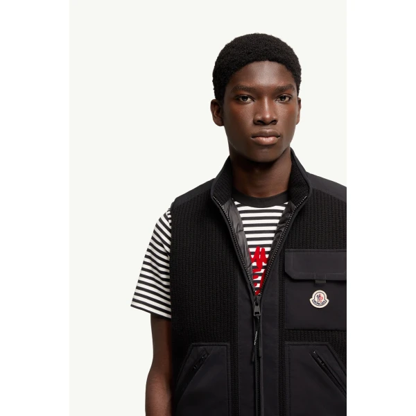 Moncler Lenevra Down Gilet in Black, view 6 | Men's Jackets | Coveti