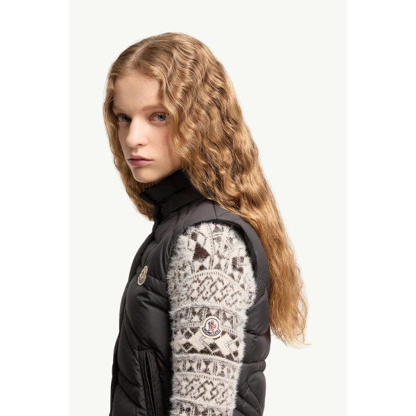 Moncler Leona 2-in-1 Hooded Short Down Jacket in Black, view 3 | Women's Puffer Jackets | Coveti