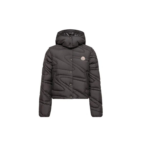 Leona 2-in-1 Hooded Short Down Jacket in Black