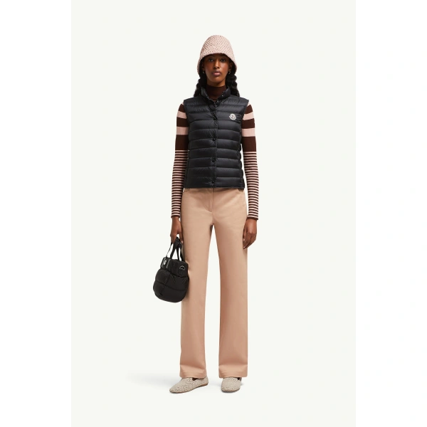 Moncler Liane Down Gilet in Black, view 2 | Women's Vests and Gilets | Coveti