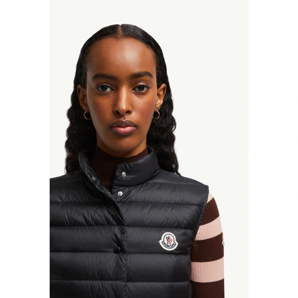 Moncler Liane Down Gilet in Black, view 3 | Women's Vests and Gilets | Coveti