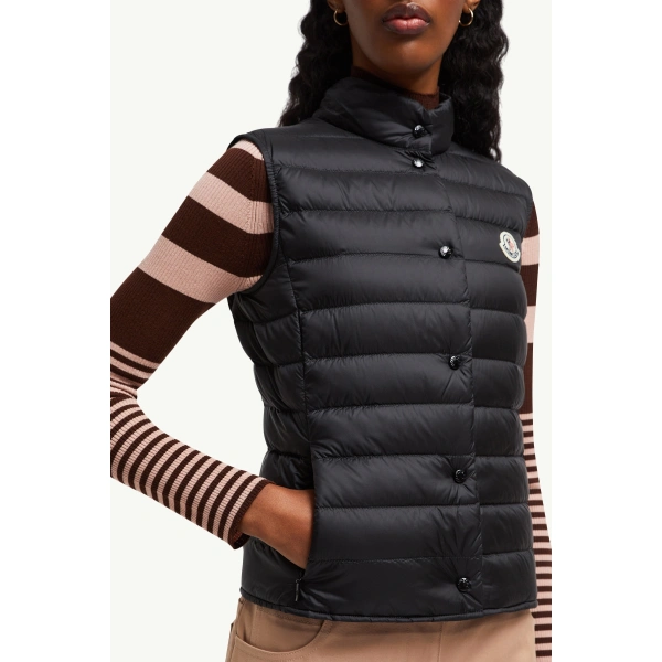 Moncler Liane Down Gilet in Black, view 6 | Women's Vests and Gilets | Coveti