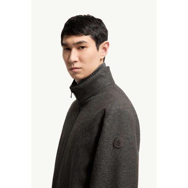 Moncler Limberl Flannel Short Down Jacket in Dark Gray, view 3 | Men's Jackets | Coveti