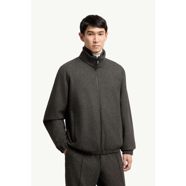Moncler Limberl Flannel Short Down Jacket in Dark Gray, view 4 | Men's Jackets | Coveti