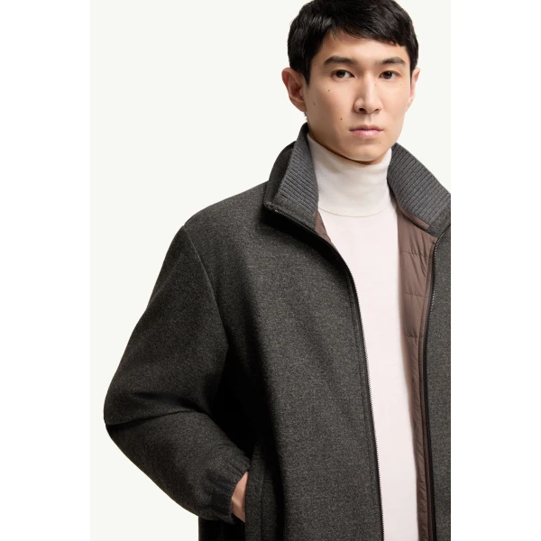 Moncler Limberl Flannel Short Down Jacket in Dark Gray, view 6 | Men's Jackets | Coveti