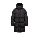 Moncler Litte Square-Quilted Hooded Long Down Jacket in Black | Women's Puffer and Down Coats | Coveti