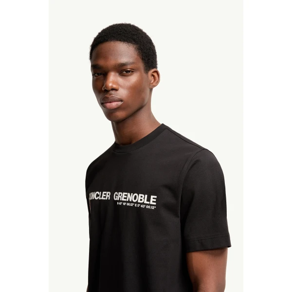 Moncler Logo Cotton Blend T-Shirt in Black, view 3 | Men's T-shirts | Coveti