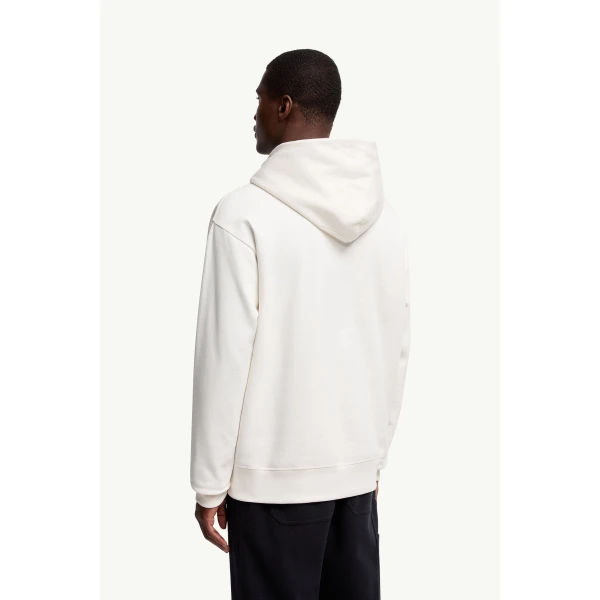 Moncler Logo Cotton Hoodie in White, view 5 | Men's Sweatshirts | Coveti