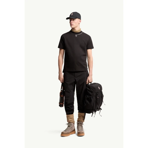 Moncler Logo Cotton Jersey T-Shirt in Black, view 2 | Men's T-shirts | Coveti