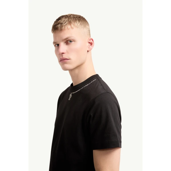 Moncler Logo Cotton Jersey T-Shirt in Black, view 3 | Men's T-shirts | Coveti