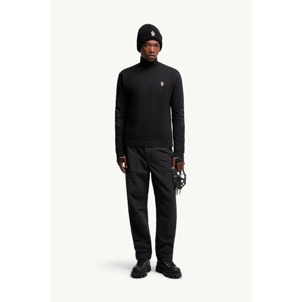Moncler Logo Cotton Long Sleeve T-Shirt in Black, view 2 | Men's T-shirts | Coveti
