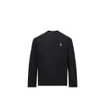 Moncler Logo Cotton Long Sleeve T-Shirt in Black | Men's T-shirts | Coveti
