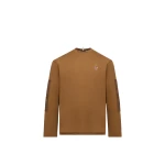 Moncler Logo Cotton Long Sleeve T-Shirt in Light Brown | Men's T-shirts | Coveti