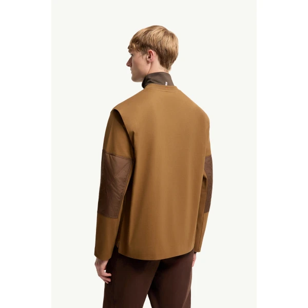 Moncler Logo Cotton Long Sleeve T-Shirt in Light Brown, view 5 | Men's T-shirts | Coveti