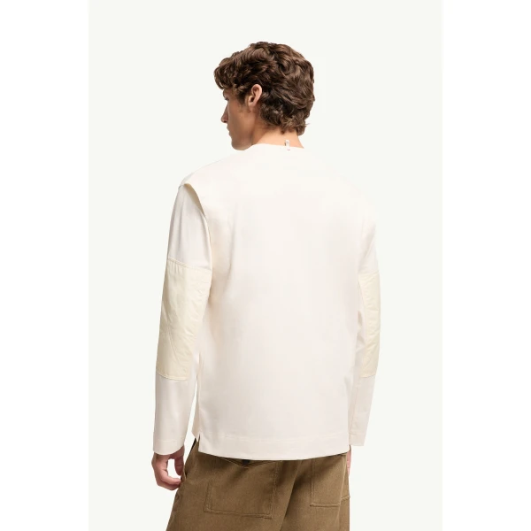 Moncler Logo Cotton Long Sleeve T-Shirt in White, view 5 | Men's T-shirts | Coveti