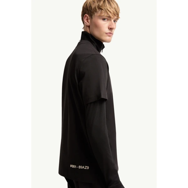 Moncler Logo Cotton T-Shirt in Black, view 6 | Men's T-shirts | Coveti