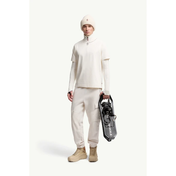 Moncler Logo Cotton T-Shirt in White, view 2 | Men's T-shirts | Coveti