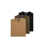 Moncler Logo Patch Cotton Blend T-Shirt (Three Pack) in Beige & Brown & Black | Men's T-shirts | Coveti