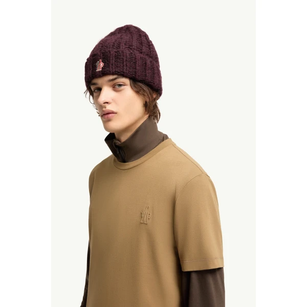 Moncler Logo Patch Cotton Blend T-Shirt (Three Pack) in Beige & Brown & Black, view 3 | Men's T-shirts | Coveti
