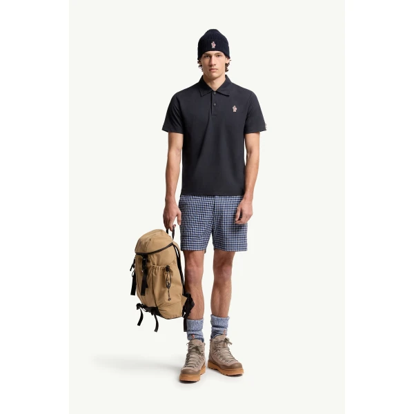 Moncler Logo Patch Polo Shirt in Navy Blue, view 2 | Men's T-shirts | Coveti
