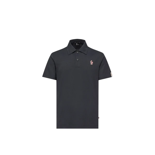 Moncler Logo Patch Polo Shirt in Navy Blue | Men's T-shirts | Coveti