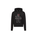 Moncler Logo Polartec Hoodie in Black | Men's Sweatshirts | Coveti