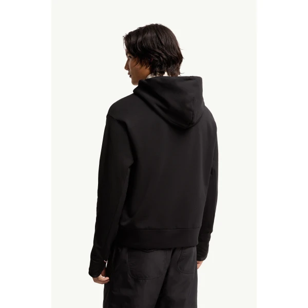 Moncler Logo Polartec Hoodie in Black, view 5 | Men's Sweatshirts | Coveti