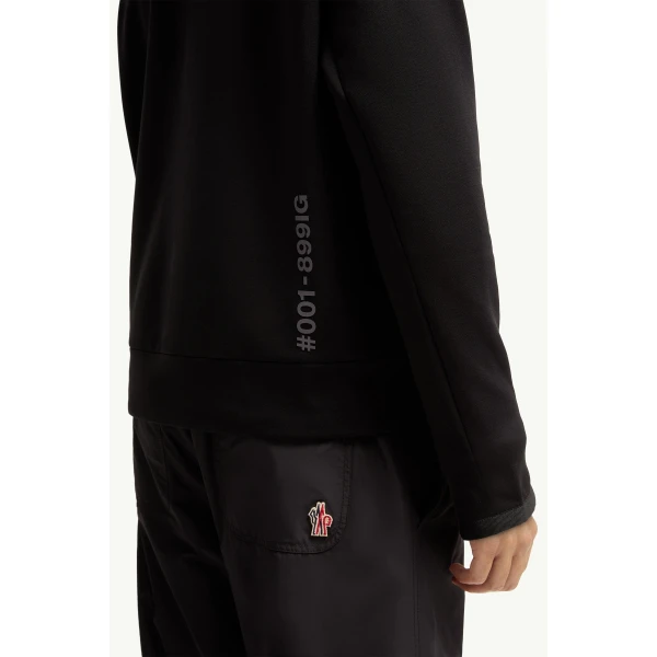 Moncler Logo Polartec Hoodie in Black, view 6 | Men's Sweatshirts | Coveti